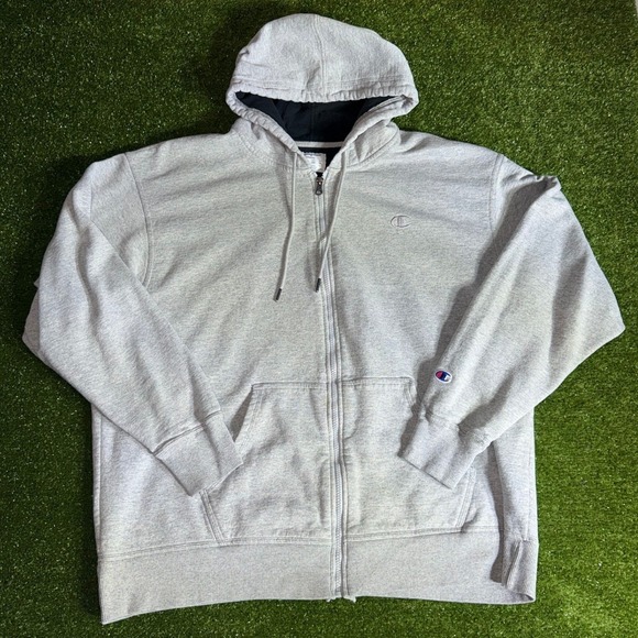 Champion Other - Champion Mens 2XL Full Zip Hoodie Heather Gray Authentic Logo Sweatshirt XLG